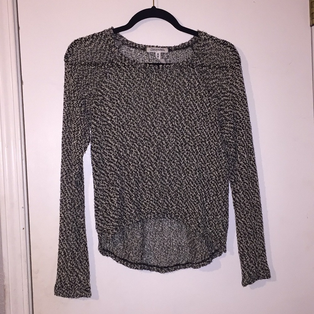 Black and White Cropped Sweater